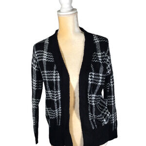 Joie Black & White Plaid Long Sleeve Cardigan Sweater Size XS